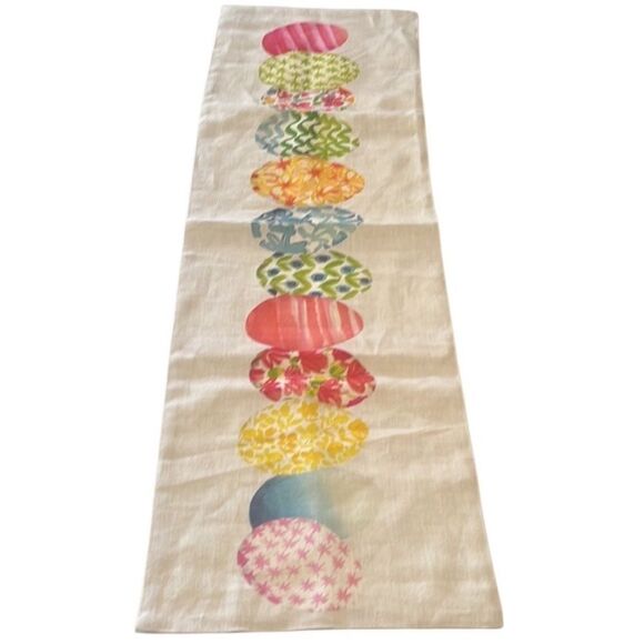 The Farmhouse by Rachel Ashwell Easter Egg Linen Spring Table Runner Size 14x48 - Picture 2 of 7